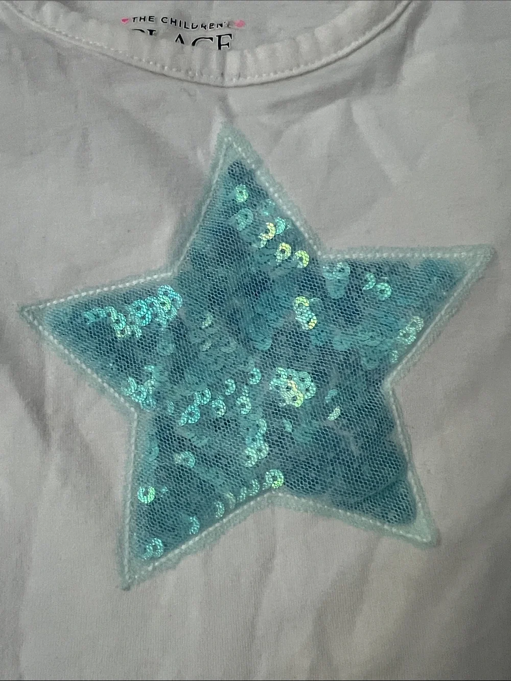The Children's Place White Long Sleeve Tee with Aqua Sequin Star - Picture 3 of 4